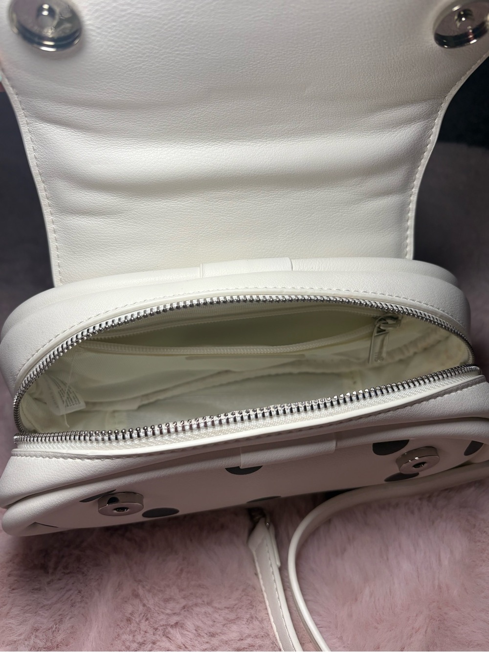 Melie Bianco polka dot top handle bag- Black and White - Picture 4 of 5